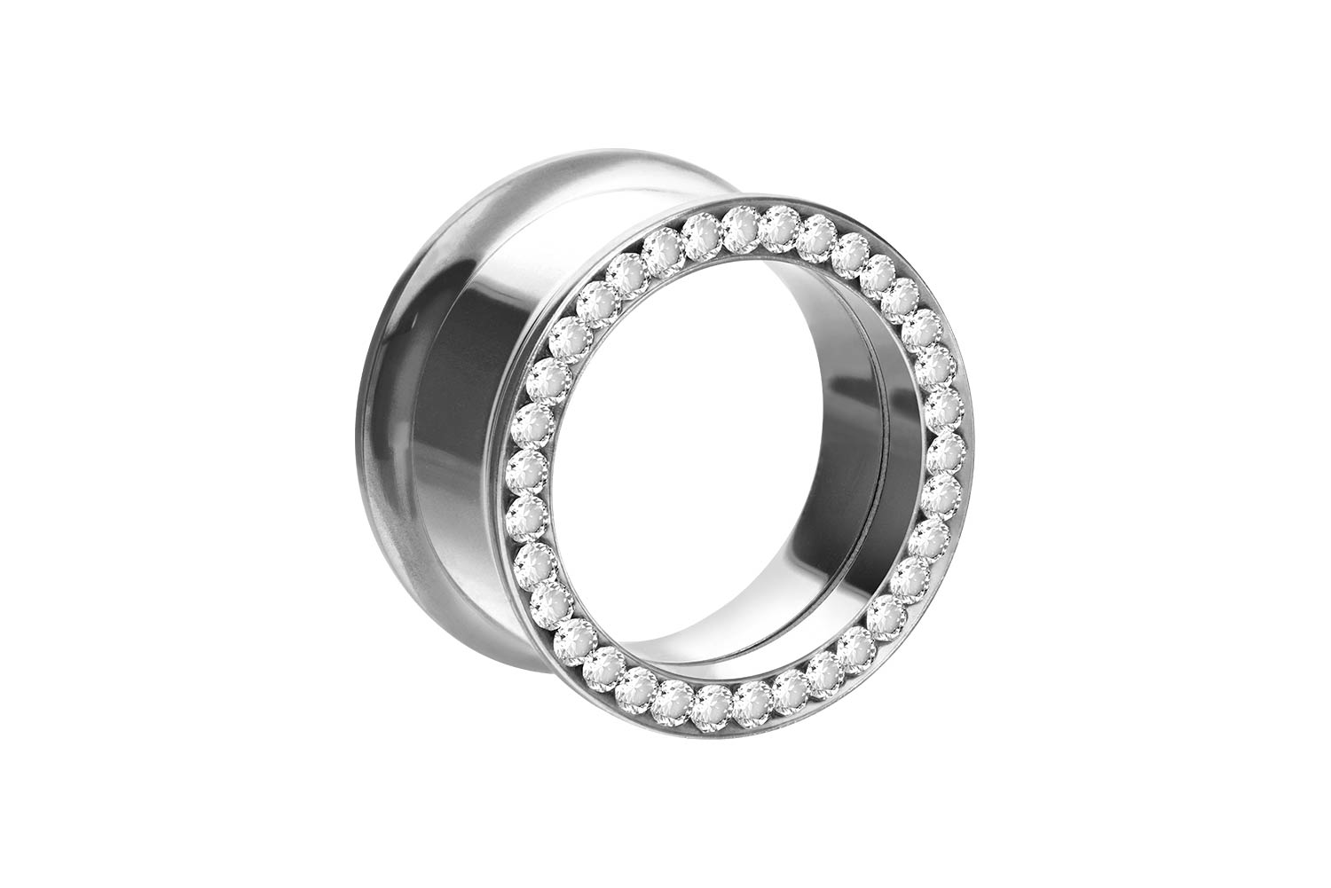 Chirurgenstahl Double Flared Tunnel KRISTALLRAND ++SALE++ von Piercingline